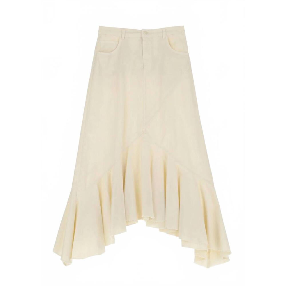 NEW DIXIE women's frayed hem hi low ruffle skirt in vanilla